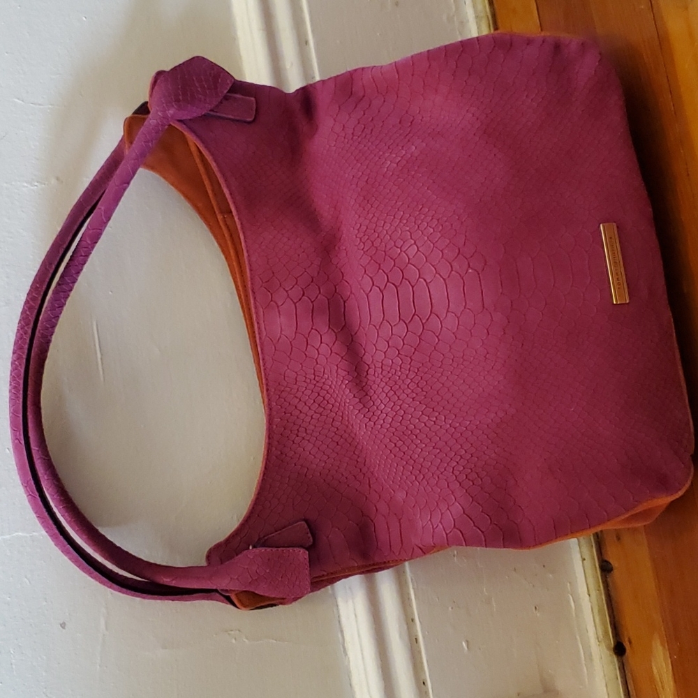 Tommy Hilfiger Python Rapsberry Suede Hobo bag
